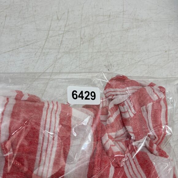 Old Navy Shirt Womens Large Red Wrap Chambray Basic Cotton Linen Striped Cropped - Picture 11 of 12